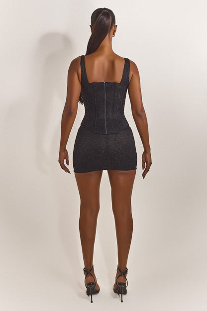 The Cinched Lace Corset in Black