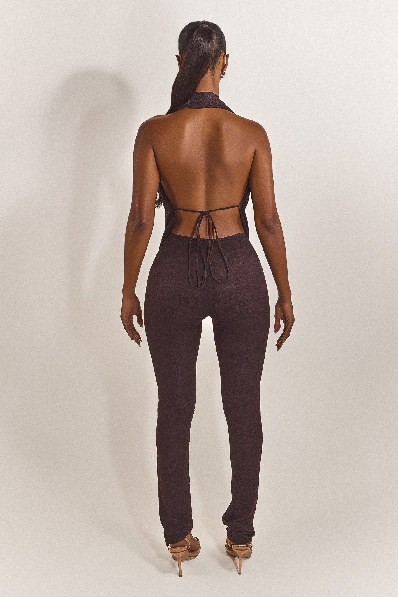 The Leia Top in Brown Lace
