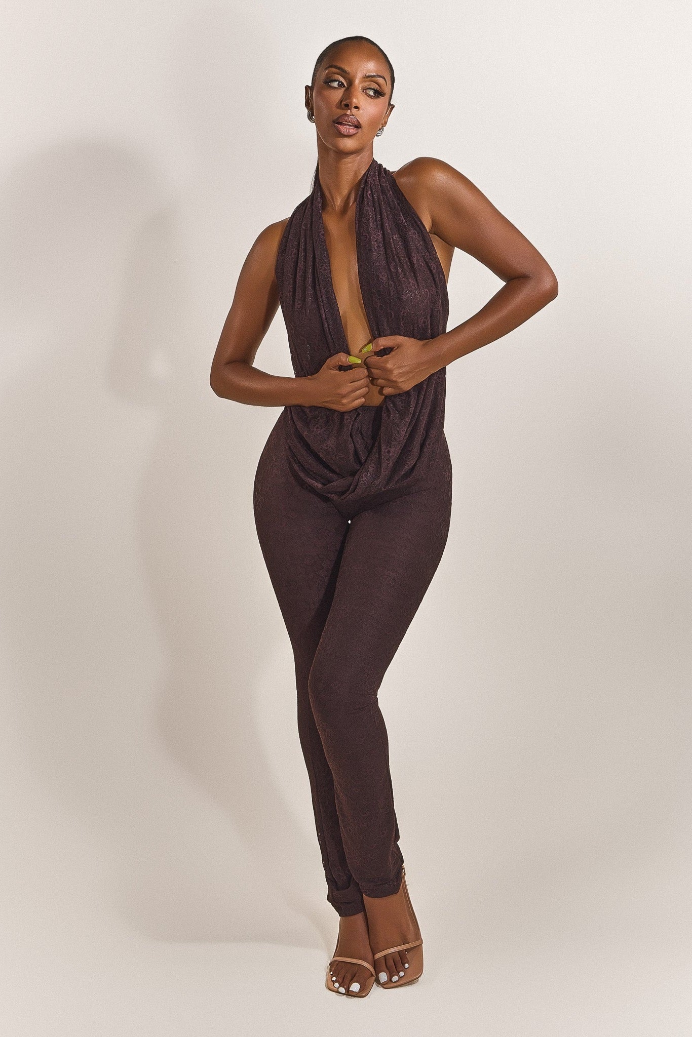 The Leia Top in Brown Lace