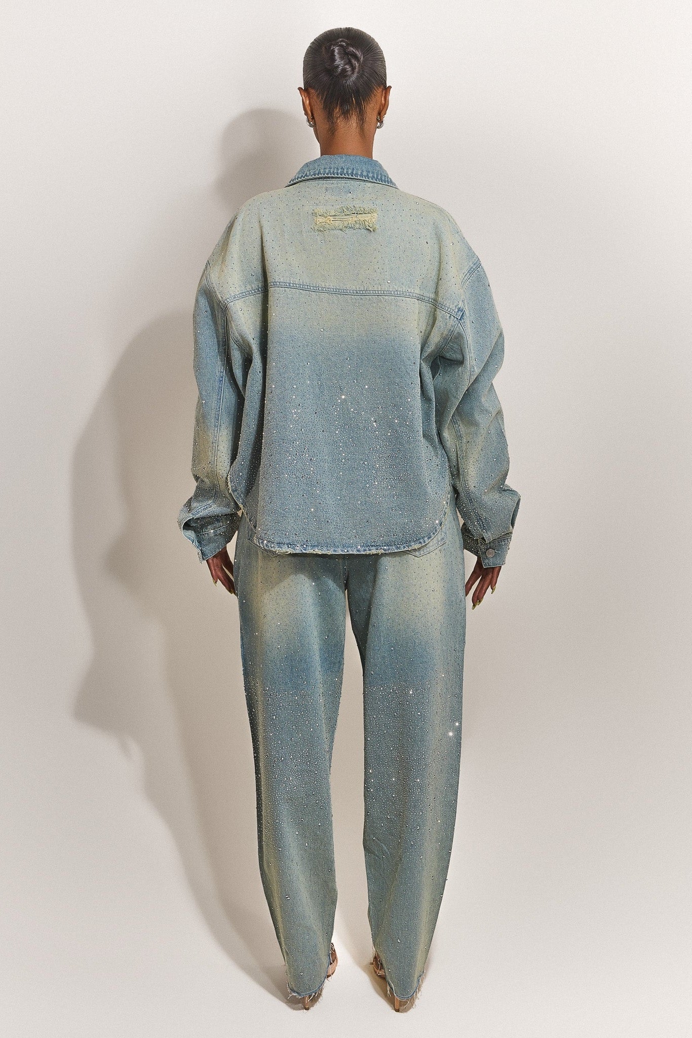 The Kai Rhinestone Shirt in Blue