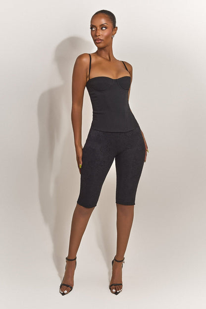 The Everly Lace Up Corset Top in Black