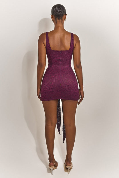 Tie Front Lace Mini in Plum