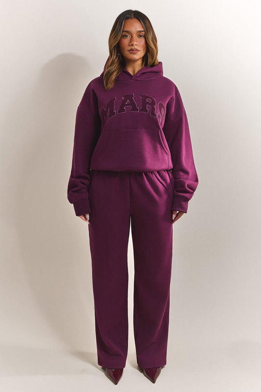 The Varsity Straight Leg Jogger in Plum