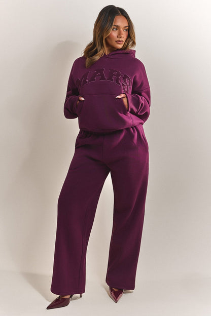 The Varsity Straight Leg Jogger in Plum