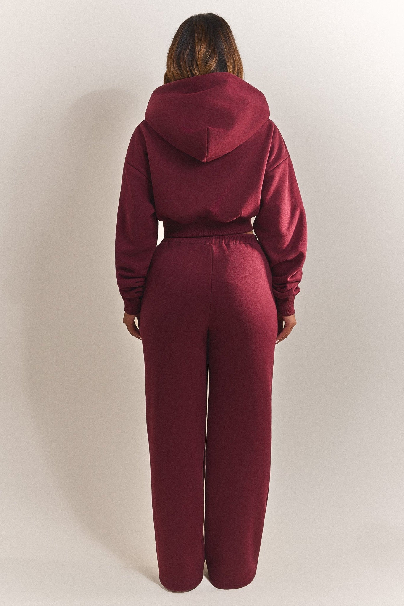 The Classics Cropped Zip Hoodie in Wine