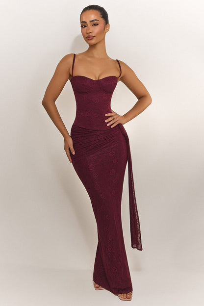 The Lexi Lace Corset Top in Plum