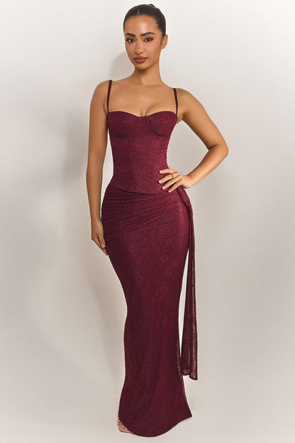 The Lexi Lace Corset Top in Plum