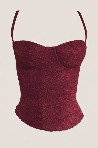 The Lexi Lace Corset Top in Plum