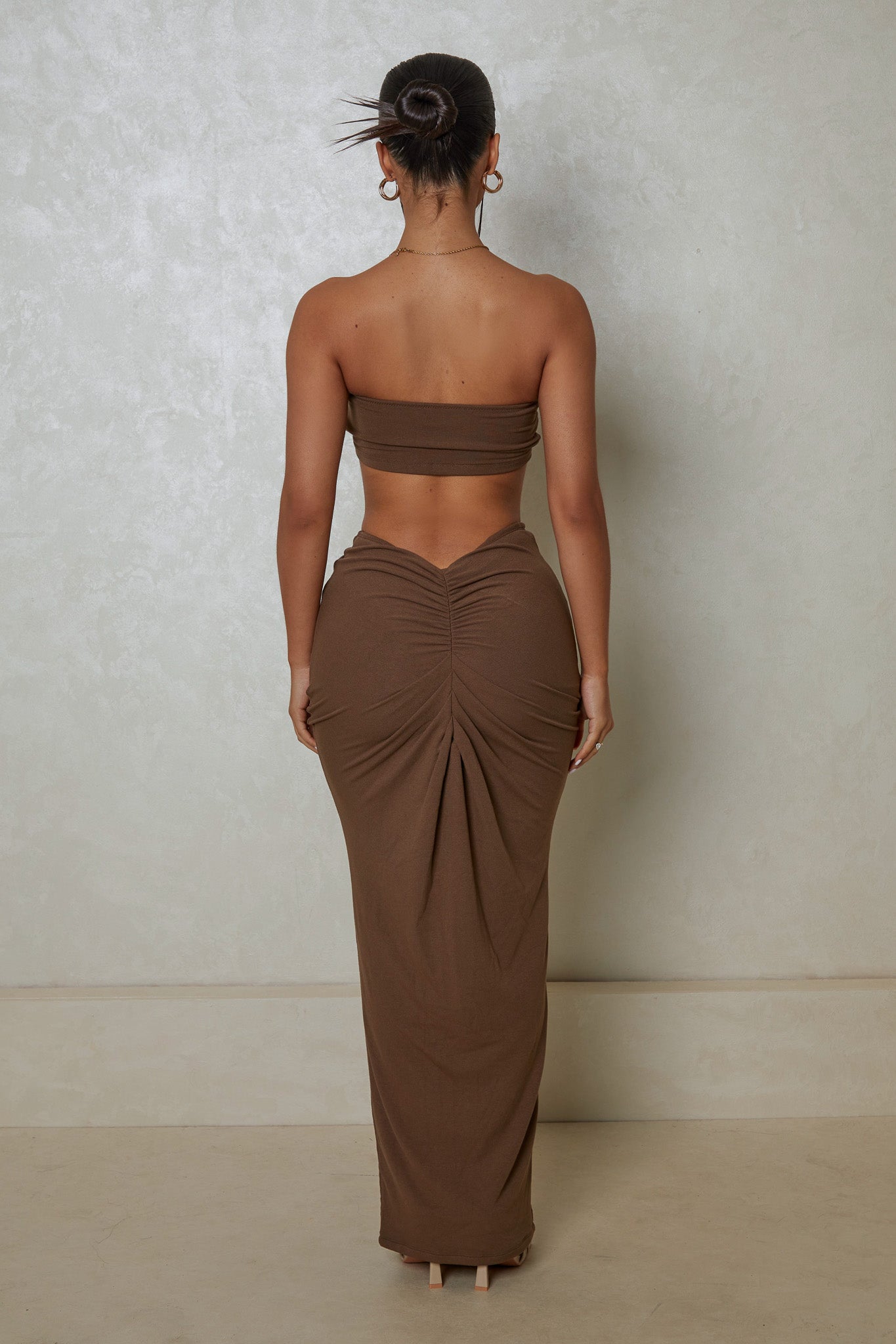 The Knot Bandeau Maxi Set in Brown