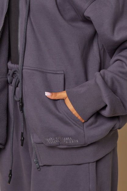 Life On Mars Zip Jacket in Charcoal