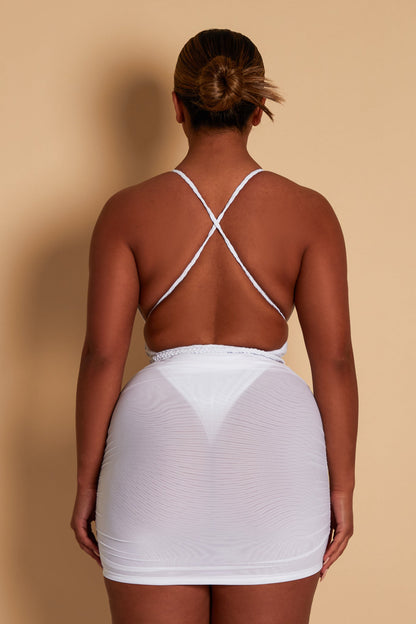 Mesh Cover Up Skirt in White