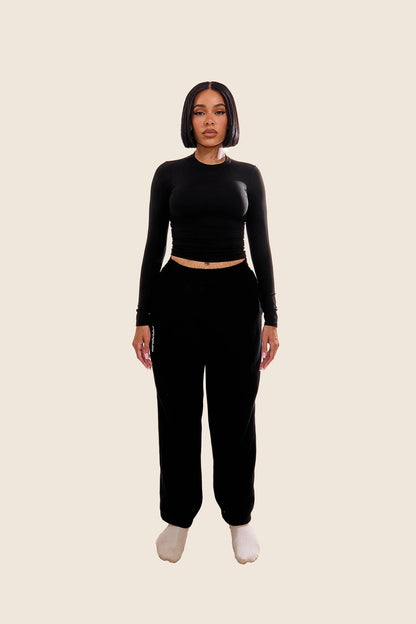 The Sculpt Long Sleeve Top in Black