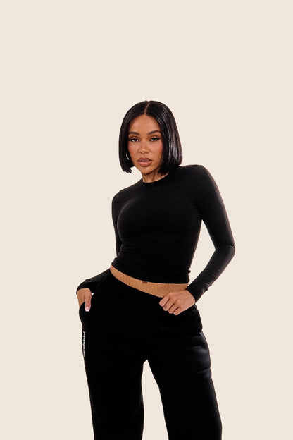 The Sculpt Long Sleeve Top in Black