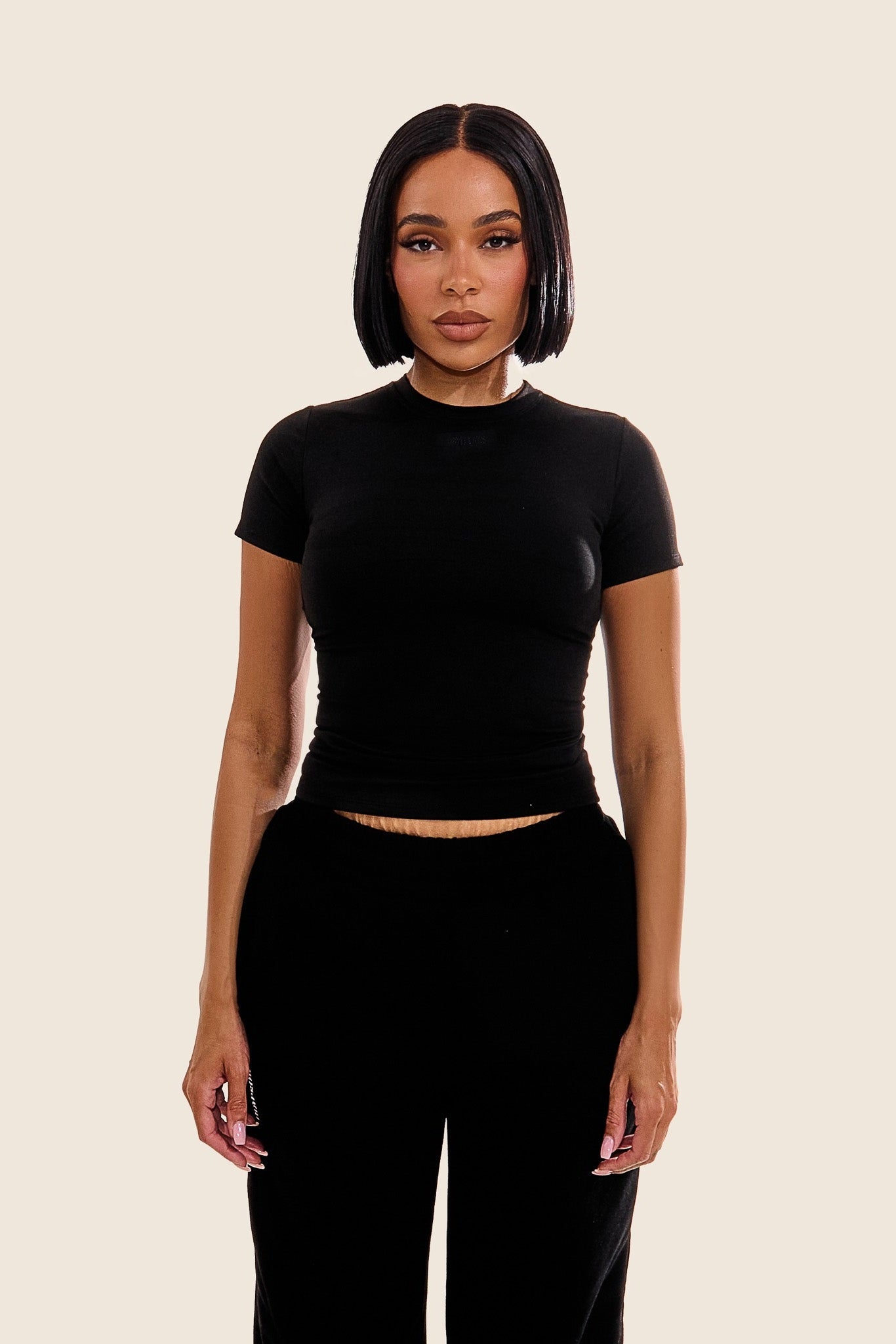 The Sculpt Short Sleeve Top in Black