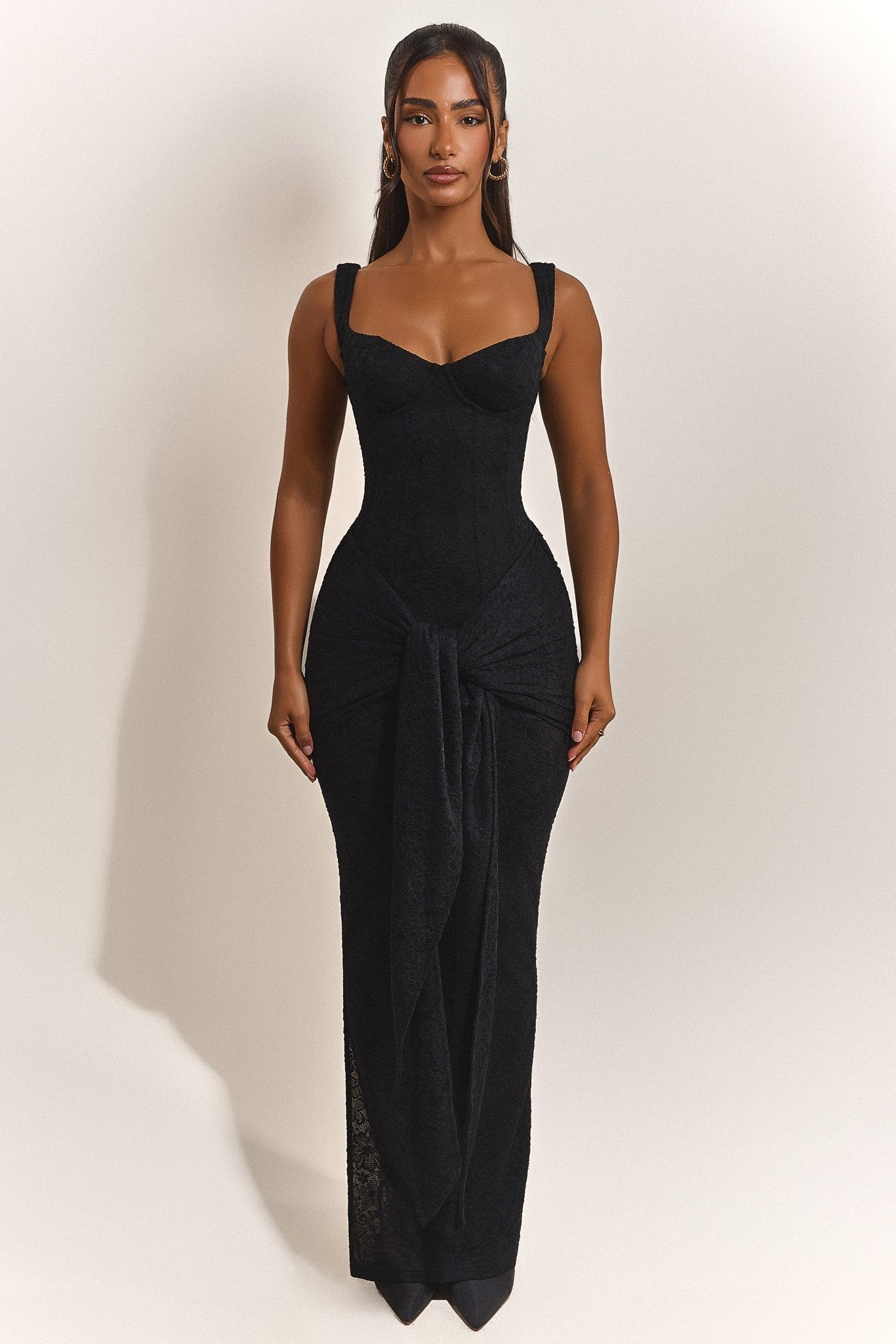 The Tie Front Maxi Dress in Black