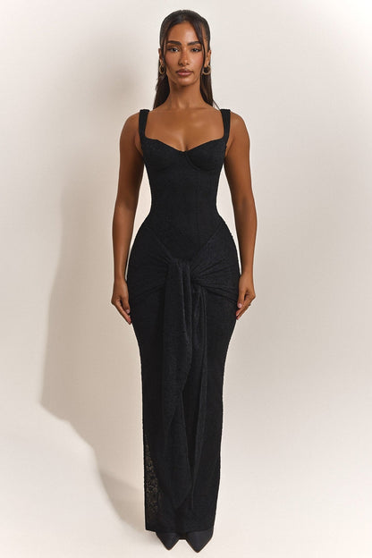 The Tie Front Maxi Dress in Black