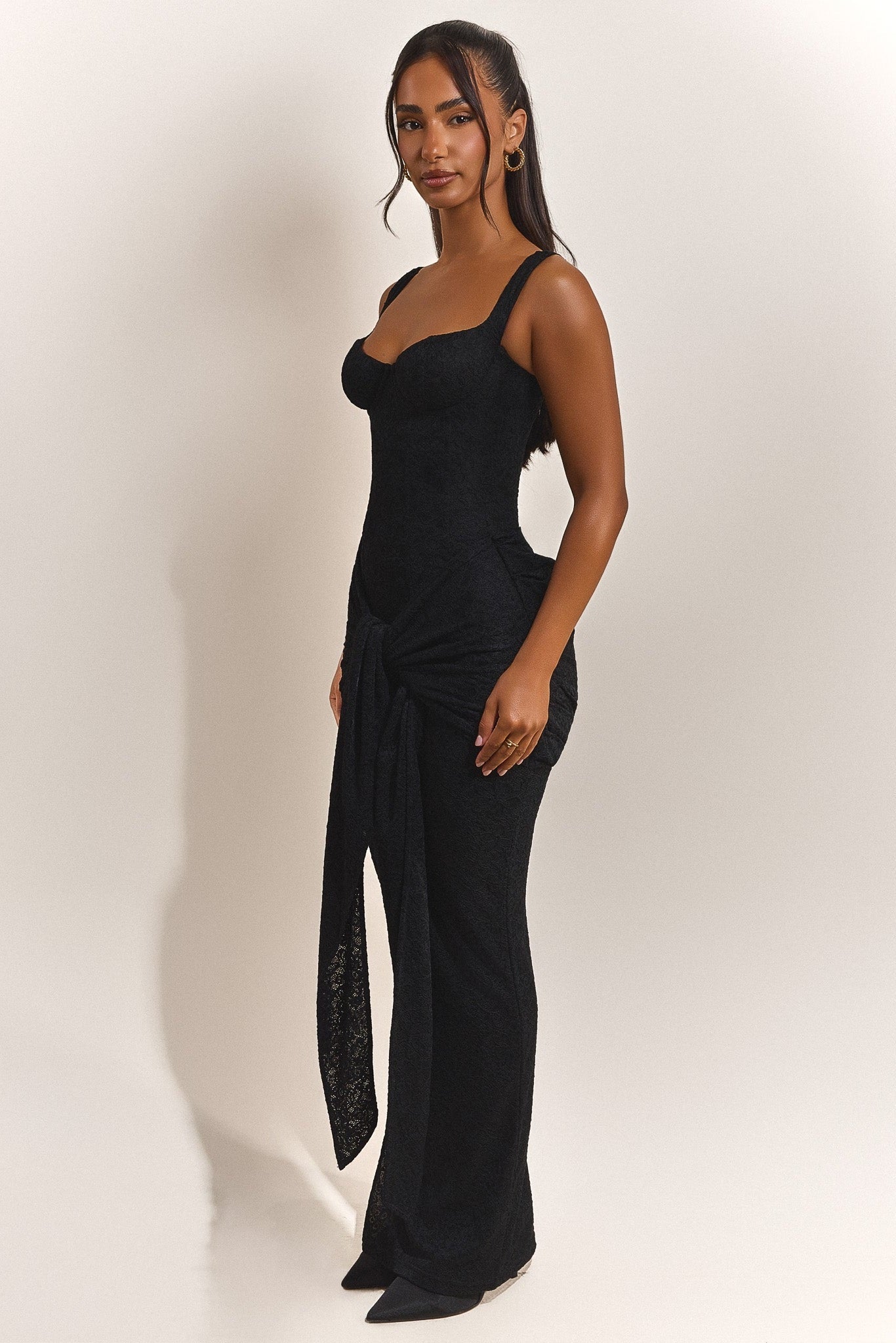 The Tie Front Maxi Dress in Black