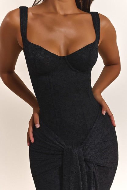 The Tie Front Maxi Dress in Black