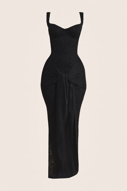 The Tie Front Maxi Dress in Black
