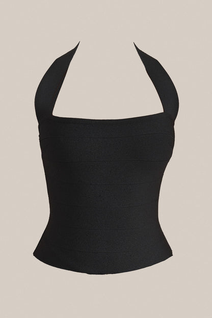 The Natalia Halter Neck Top in Black