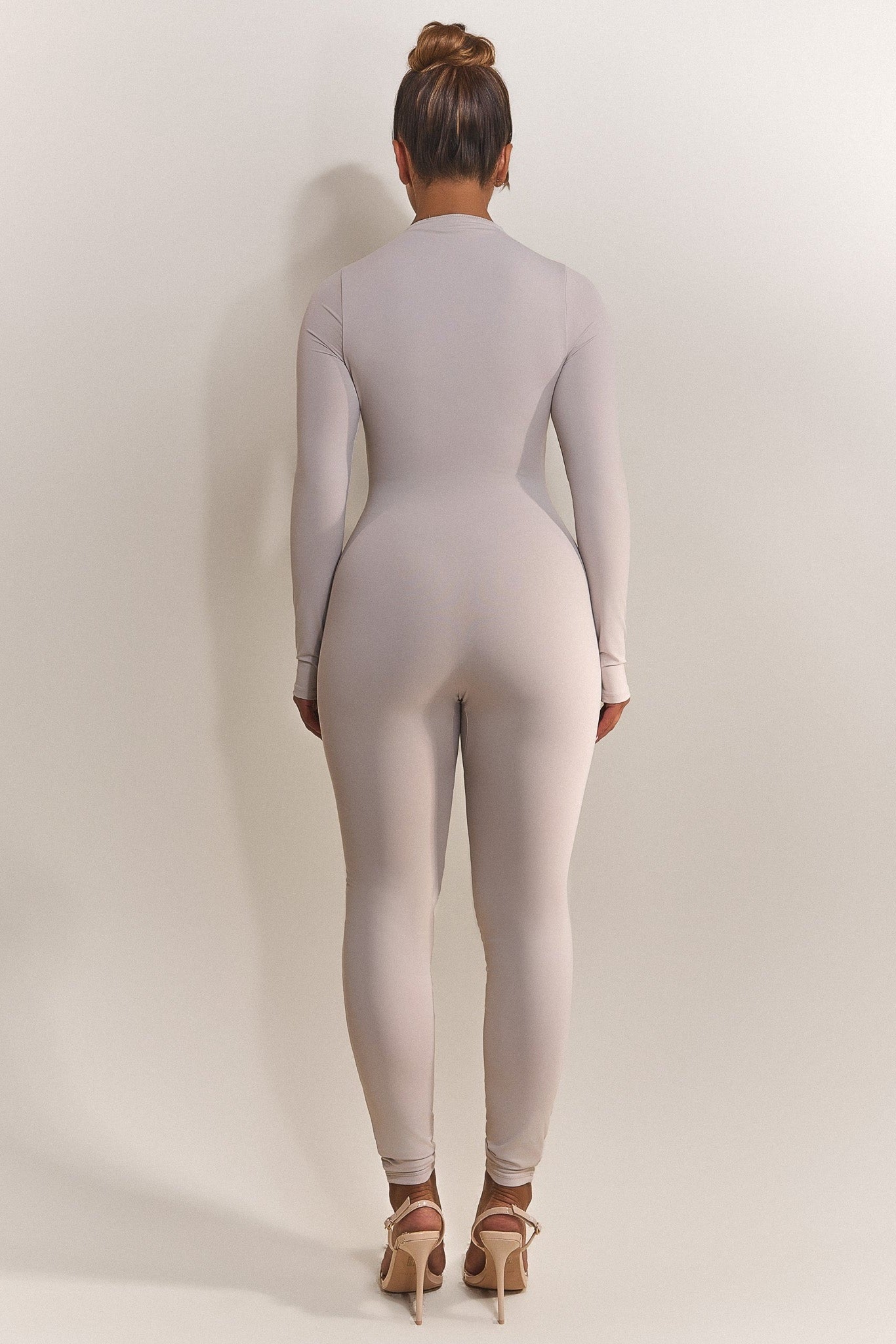 Contour Zip Up Jumpsuit in Grey