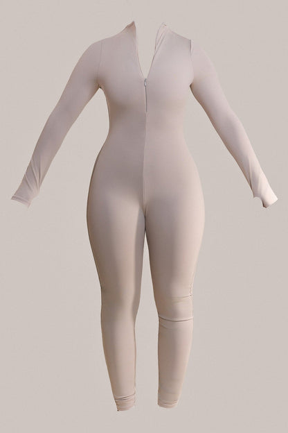 Contour Zip Up Jumpsuit in Grey