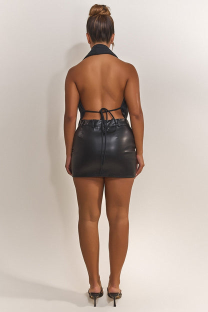 The Leather Double Zip Skirt in Black