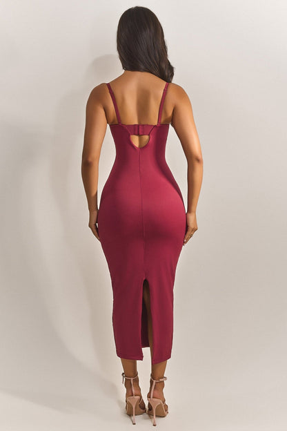 The Sculpt Midaxi in Red