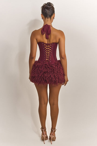 The Zadie Lace Up Corset Top in Wine