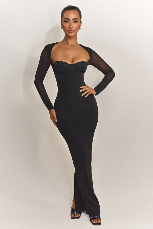 The Long Sleeve Bij Maxi in Black