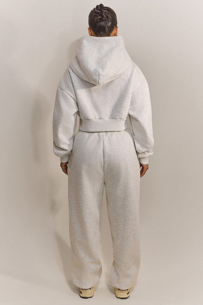 The Classics Cropped Zip Hoodie in Grey Marl