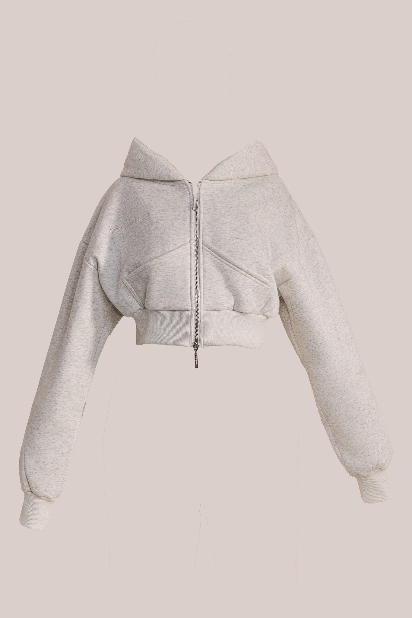 The Classics Cropped Zip Hoodie in Grey Marl