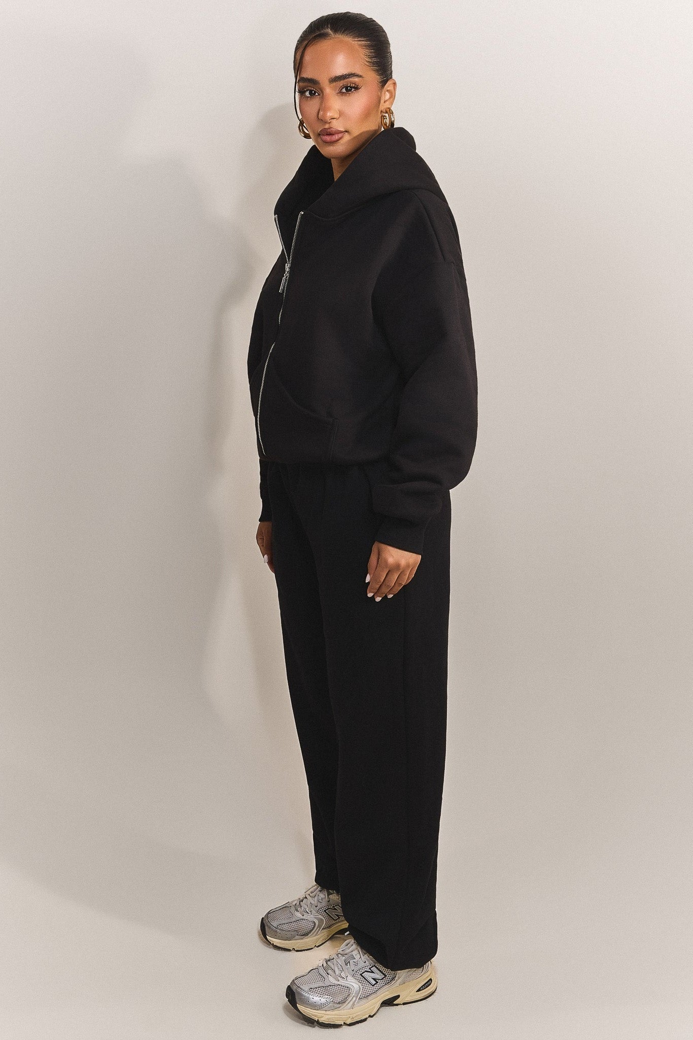The Classics Longline Zip Jacket in Black