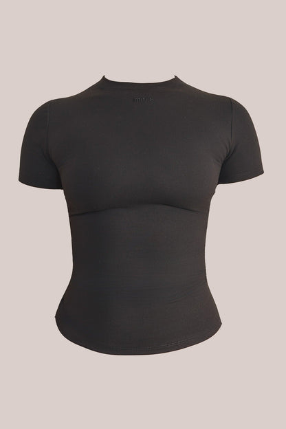 The Sculpt Short Sleeve Top in Black