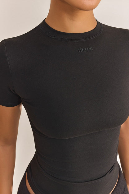 The Sculpt Short Sleeve Top in Black