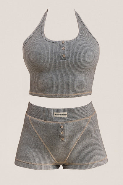 The Ribbed Boxer Shorts in Grey