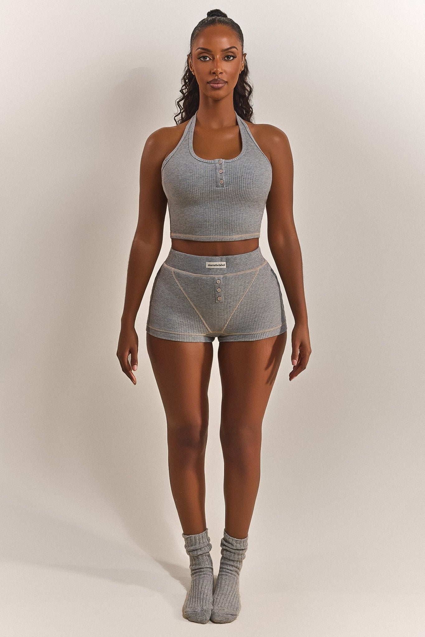 The Ribbed Boxer Shorts in Grey
