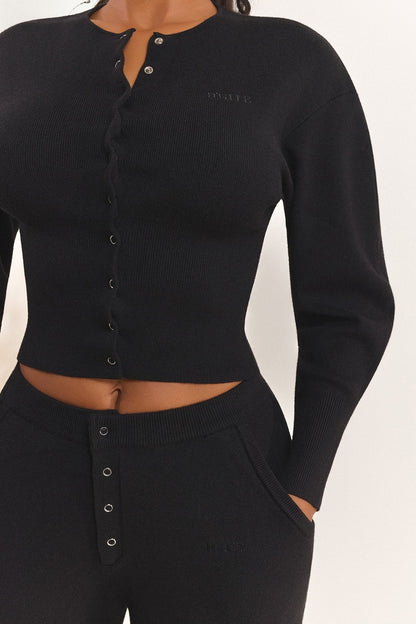 The Knit Button Up Cardigan in Black