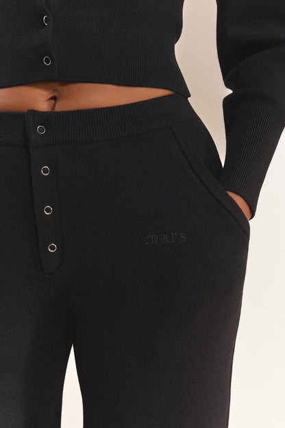 The Knit Button Up Joggers in Black