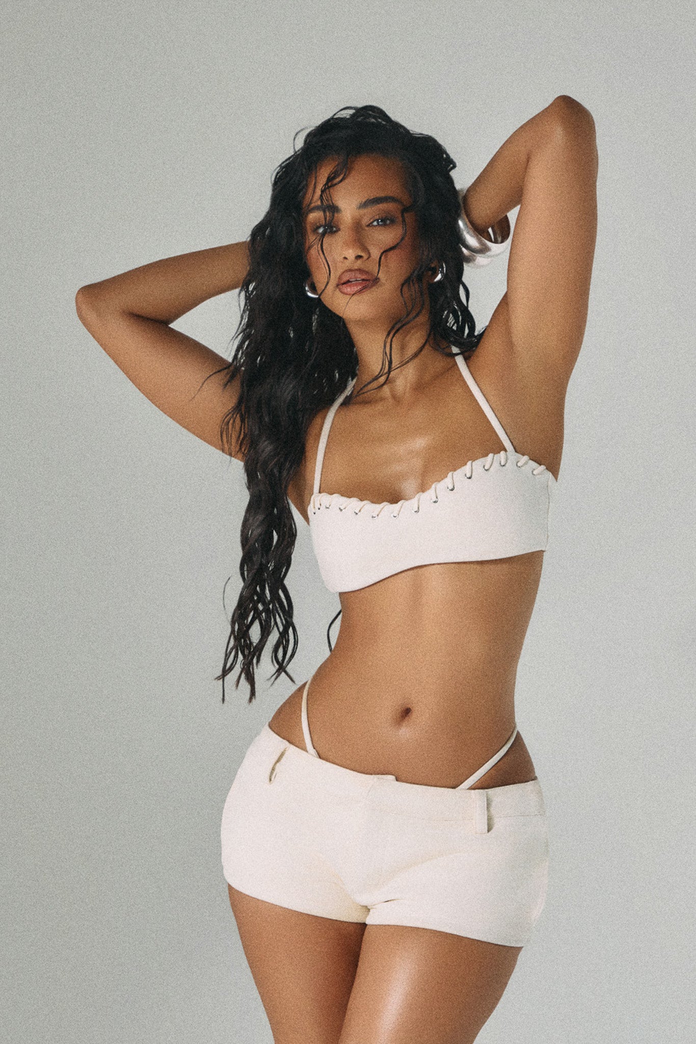 The Elinor Faux Suede Bikini Set in Stone