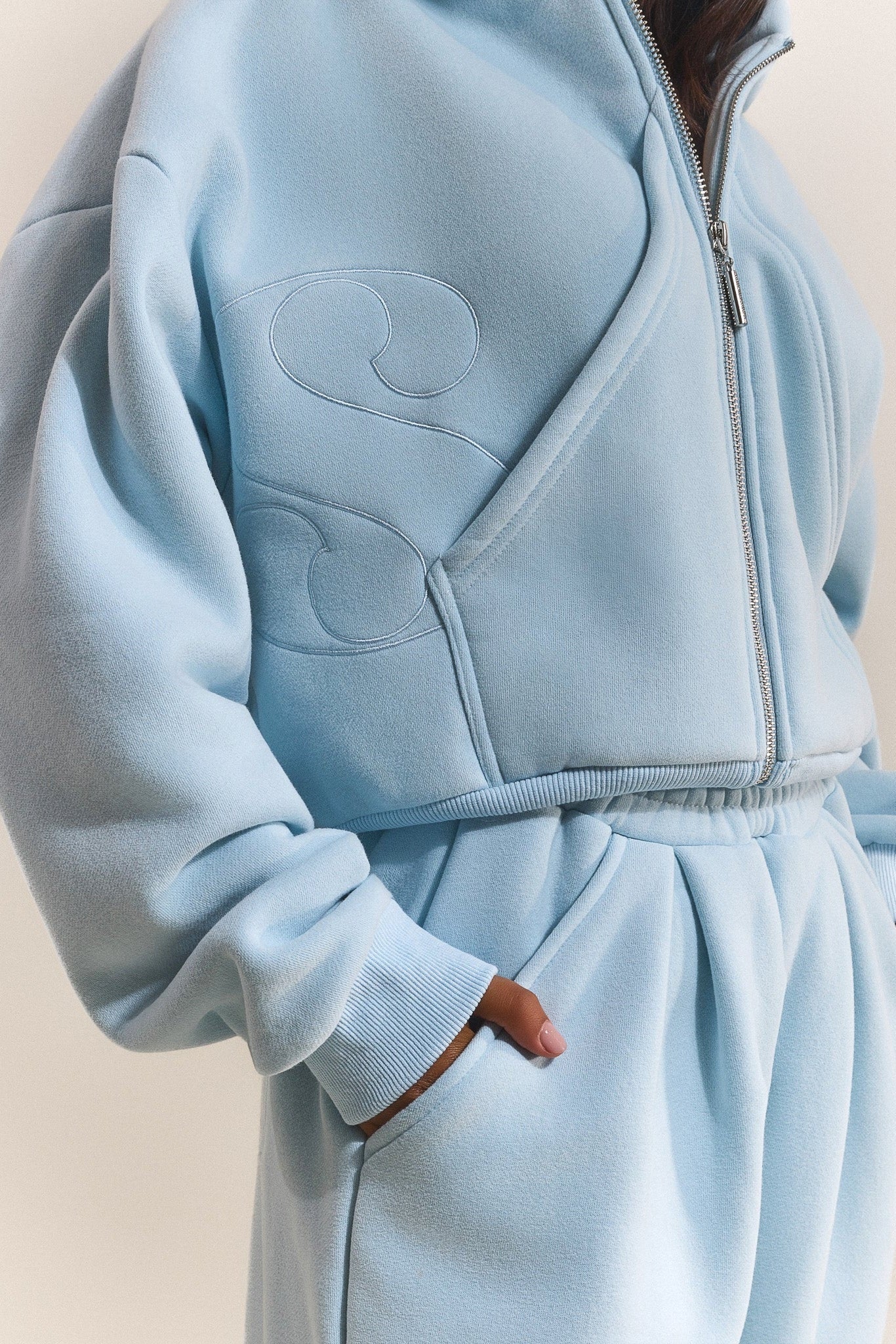 The Graphic Mars Zip Up Jacket in Baby Blue