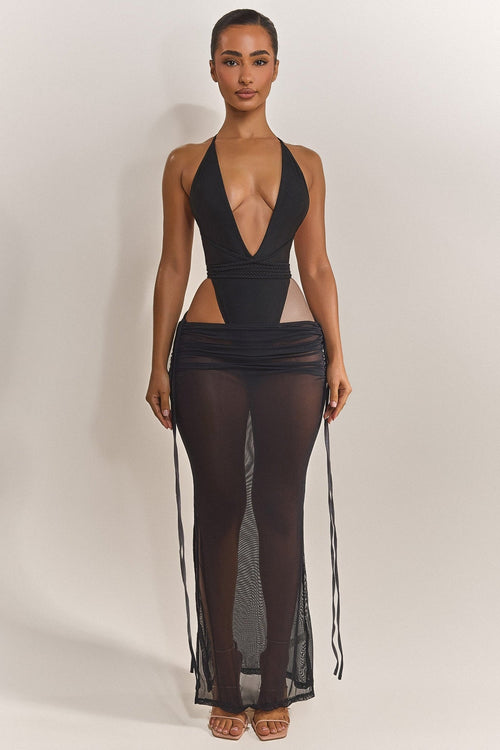 The Vela Cover-Up Maxi Skirt in Black