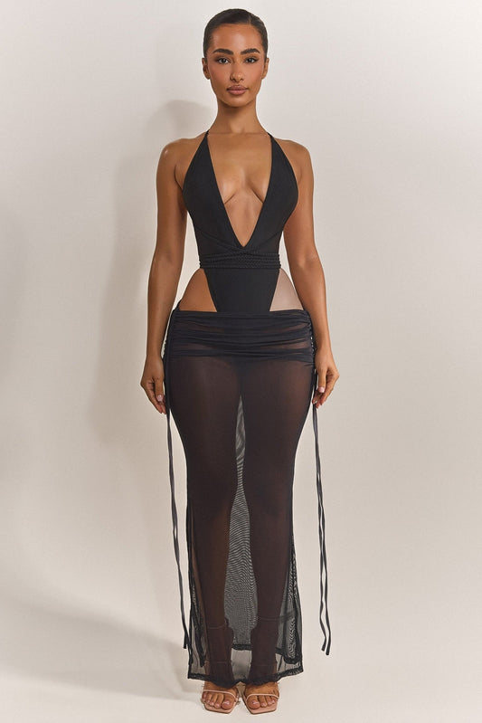 The Vela Cover-Up Maxi Skirt in Black