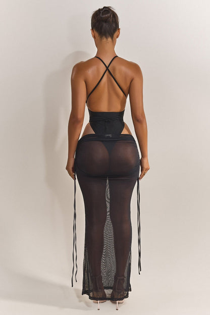 The Vela Cover-Up Maxi Skirt in Black