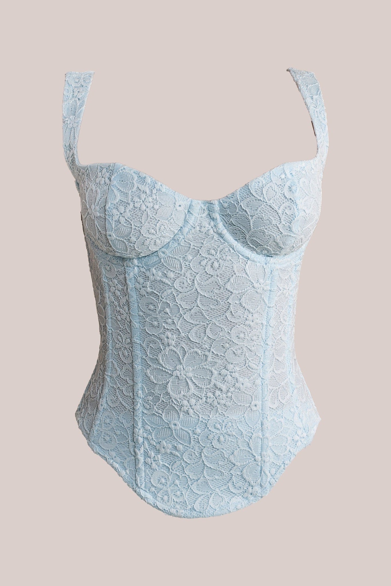 The Cinched Lace Corset Maxi Set in Blue