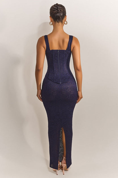 The Cinched Lace Corset in Navy