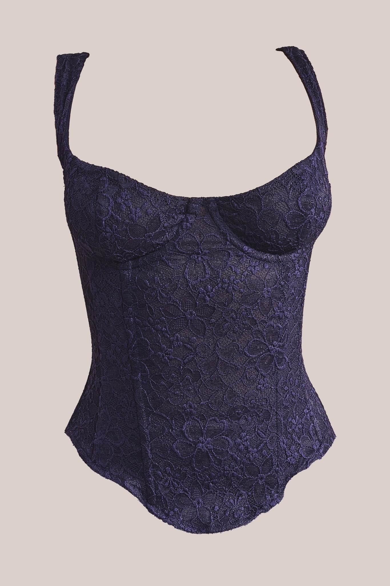 The Cinched Lace Corset in Navy