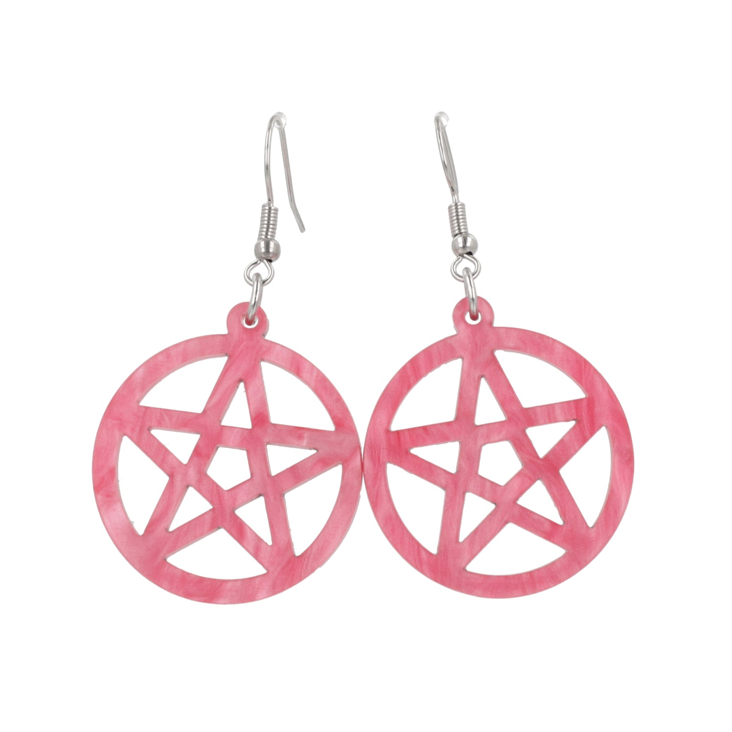 Marble Pink Pentacle Earrings