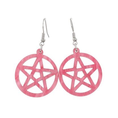 Marble Pink Pentacle Earrings