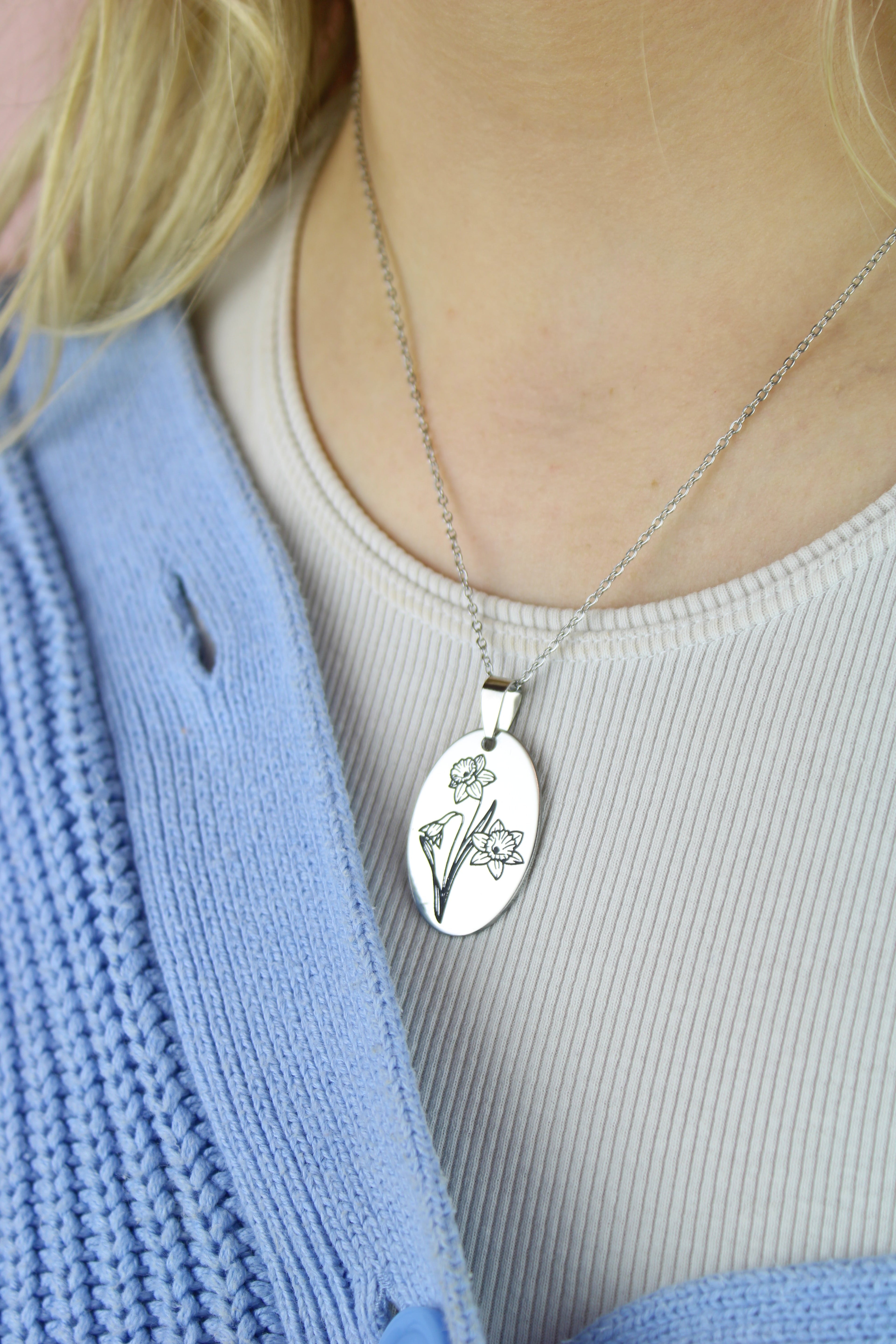 March Birth Flower Necklace - Daffodil